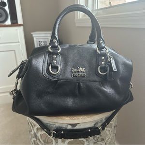 Coach | Black Leather Madison Sabrina Large Satchel Handbag